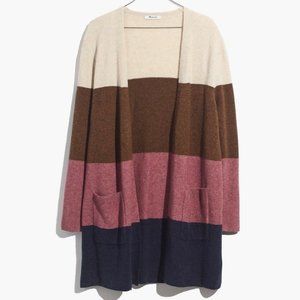 MADEWELL alpaca merino wool blend kent colorblock striped cardigan size large